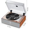 image1 BY ONE Fully Automatic Record Player with Builtin Speakers OneTouch Auto Play Repeat amp Memory Function Remote Control BeltDrive Turntable with DSP Phono Preamp AT3600L Cartridge 3345 RPMWalnut Wood