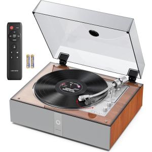 image1 by ONE Fully Automatic Record Player AllinOne Vinyl Turntable with Automatic Repeat Function Remote Control Built in Speakersamp DSP Phono Preamp AT3600L Cartridge Belt Drive 2Speeds