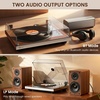 image:image1 BY ONE Fully Automatic BeltDrive Turntable Wireless Vinyl Record Player with Automatic Repeat Function Remote Control Phono Preamp AT3600L Cartridge 3345 RPMBrown Walnut