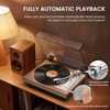 image:image1 BY ONE Fully Automatic BeltDrive Turntable Wireless Vinyl Record Player with Automatic Repeat Function Remote Control Phono Preamp AT3600L Cartridge 3345 RPMNatural Walnut