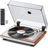 image:image1 BY ONE Fully Automatic BeltDrive Turntable Wireless Vinyl Record Player with Automatic Repeat Function Remote Control Phono Preamp AT3600L Cartridge 3345 RPMBrown Walnut